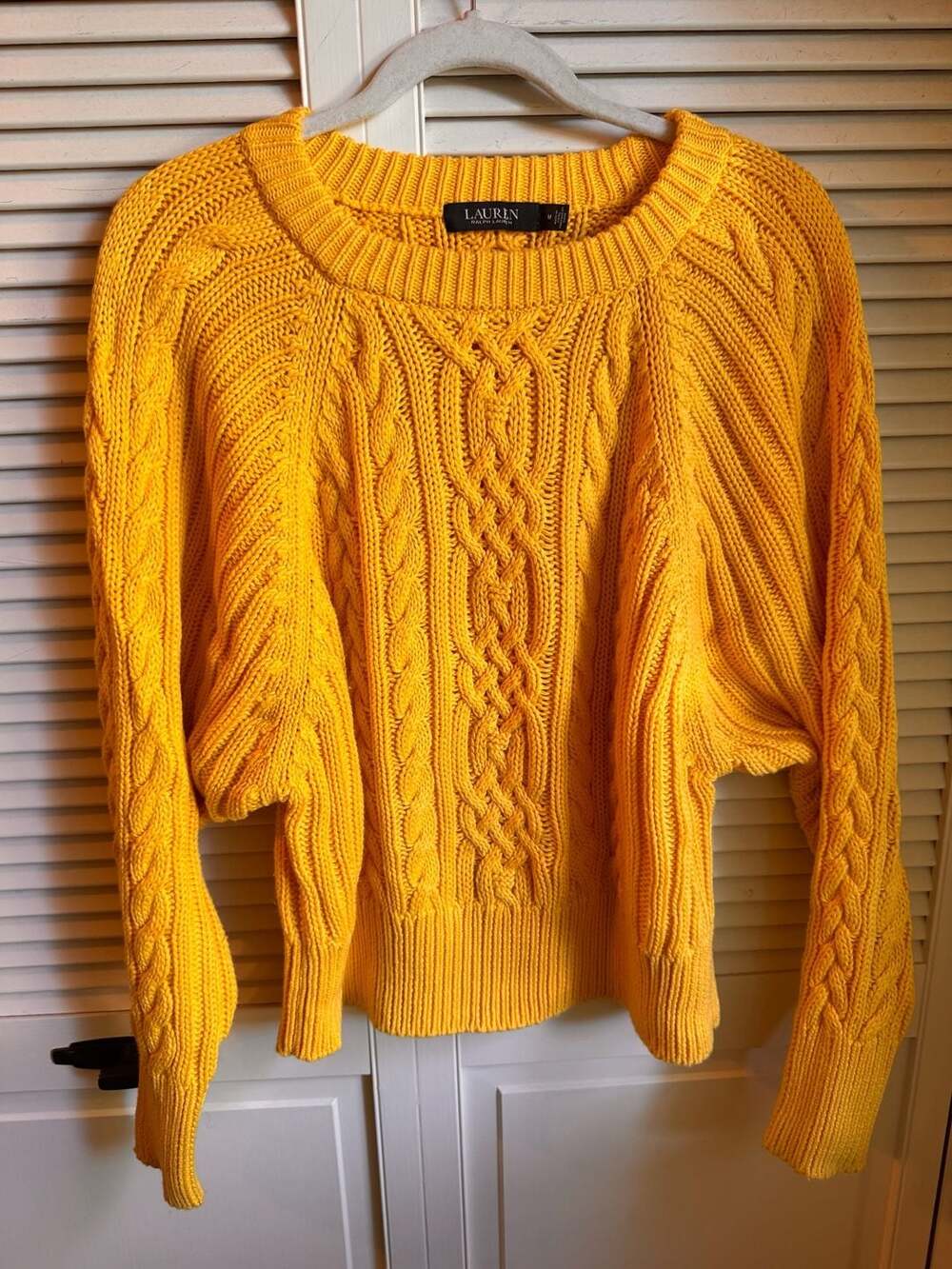 Lauren Ralph Lauren Yellow Cable Knit Sweater Medium